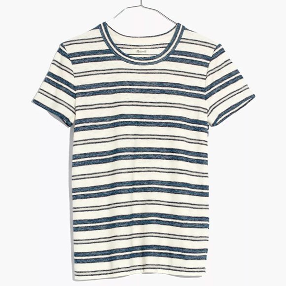 NWT $38 Madewell Hi-Fi Shrunken Tee in Vonda Stripe in XS! - Picture 2 of 4